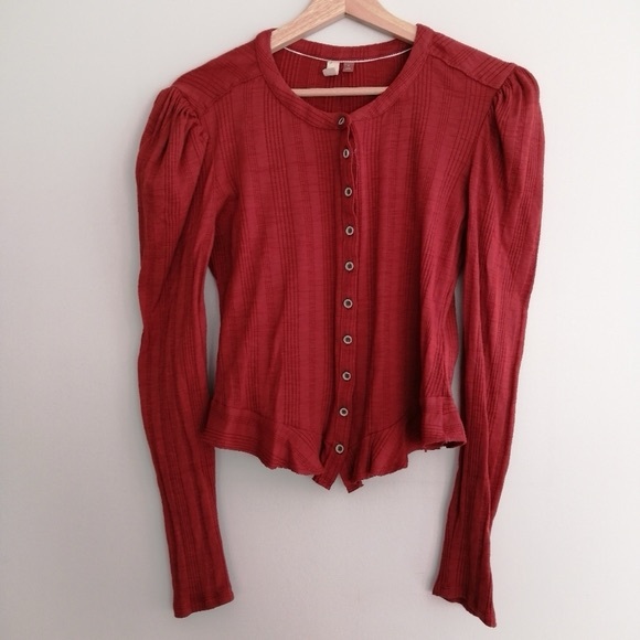 Anthropologie Sweaters - Anthropologie Pilcro Puff Sleeve Long Sleeve Button Light Cardigan Small